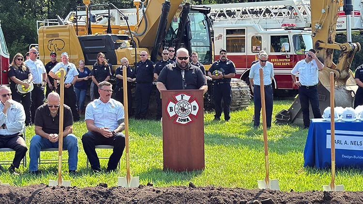 Klingner & Associates architect Russell Brissey speaks at the Fire Station No. 3 groundbreaking.